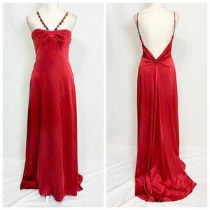 BCBGMaxAzria Rust Orange 100% Silk Prom Dress